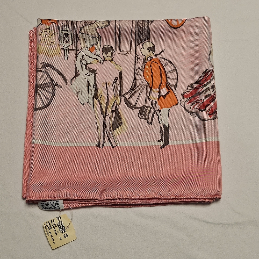 NWT Hermès Soirée de Gala Scarf Malabar / Rose Dragee 90 cm In Box - Picture 7 of 14